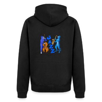 JAZZ CATS - CATS PLAYING SAXOPHONE AND DOUBLE BASS - Unisex Premium Organic Zip Hoodie - black - Back - Nico (187cm)