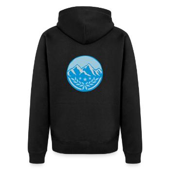 Lorbeerkranz Berge Landschaft rund - Unisex Premium Bio Zip Hoodie - Schwarz - Hinten - Nico (187cm)