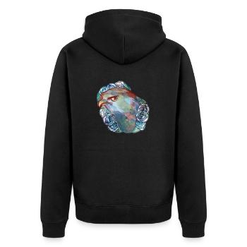 Hawk - Unisex Premium Organic Zip Hoodie - black - Back - Nico (187cm)
