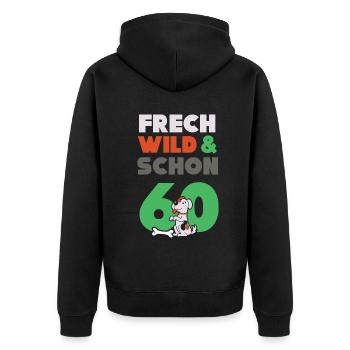 Geschenk 60 Jahre Geburtstag Frau Hund - Unisex Premium Bio Zip Hoodie - Schwarz - Hinten - Nico (187cm)