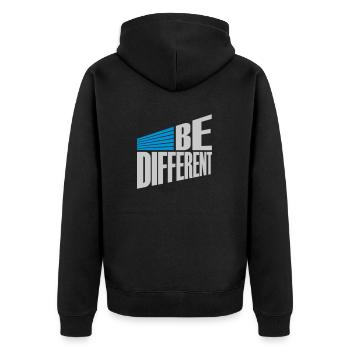 Soyez différent Logo Design - Veste à capuche bio Premium Unisexe - noir - Dos - Nico (187cm)