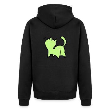 katze grün - Unisex Premium Bio Zip Hoodie - Schwarz - Hinten - Nico (187cm)