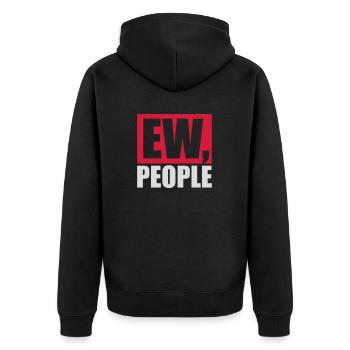 ew people lustiges Zitat - Unisex Premium Bio Zip Hoodie - Schwarz - Hinten - Nico (187cm)