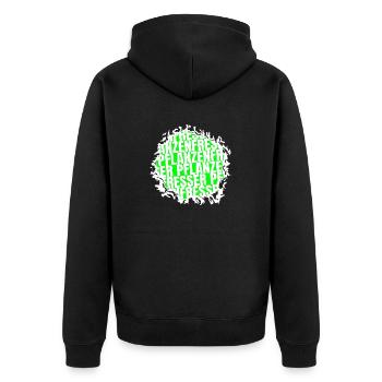 fleischlos essen veganes essen geschenkidee - Unisex Premium Bio Zip Hoodie - Schwarz - Hinten - Nico (187cm)