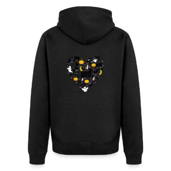 Halloween Herz - Unisex Premium Bio Zip Hoodie - Schwarz - Hinten - Nico (187cm)