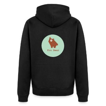 Pro Baer, Pro Natura, Pro Brownbaer - Unisex Premium Bio Zip Hoodie - Schwarz - Hinten - Nico (187cm)