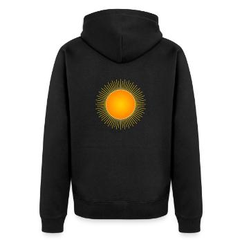 Sonne - Unisex Premium Bio Zip Hoodie - Schwarz - Hinten - Nico (187cm)