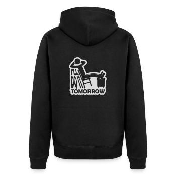 do it tomorrow quote - Unisex Premium Organic Zip Hoodie - black - Back - Nico (187cm)