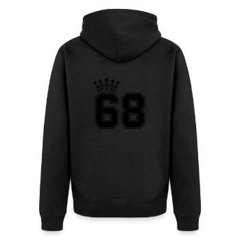 68 crowns - Unisex Premium Organic Zip Hoodie - black - Back - Nico (187cm)