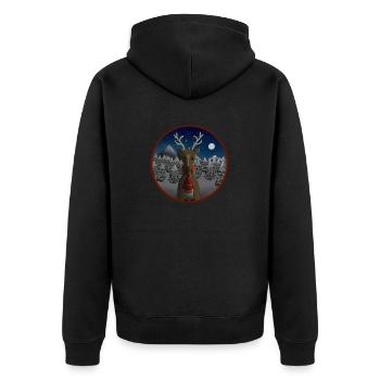 Des rennes dans un paysage hivernal étoilé - Veste à capuche bio Premium Unisexe - noir - Dos - Nico (187cm)