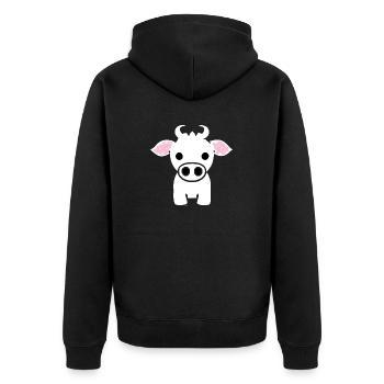 Kuh süß Tier Bauernhof Tiere lustig Kühe neu 2 - Unisex Premium Bio Zip Hoodie - Schwarz - Hinten - Nico (187cm)
