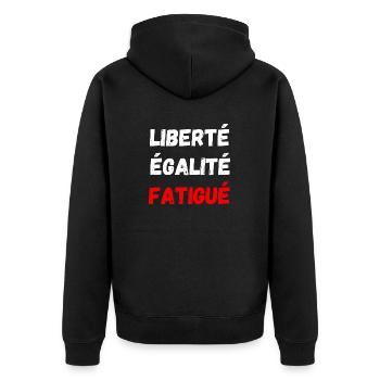 liberté égalité fatigué - Veste à capuche bio Premium Unisexe - noir - Dos - Nico (187cm)