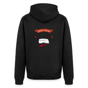vollzeit camper im unruhestand - Unisex Premium Bio Zip Hoodie - Schwarz - Hinten - Nico (187cm)