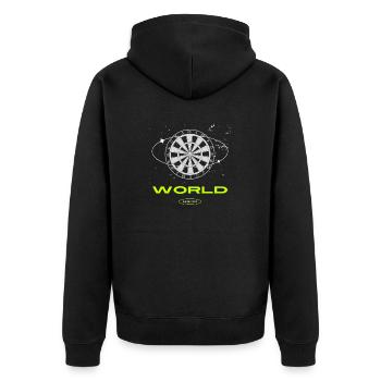 180 16 - Unisex Premium Bio Zip Hoodie - Schwarz - Hinten - Nico (187cm)