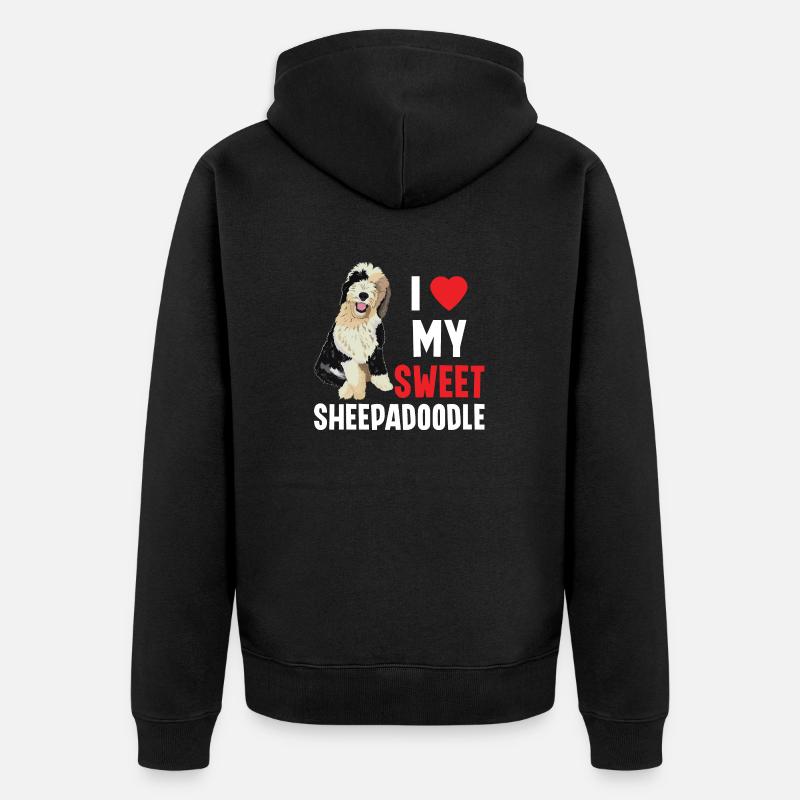 Sheepadoodle Doodle Hund - Unisex Premium Bio Zip Hoodie - Schwarz