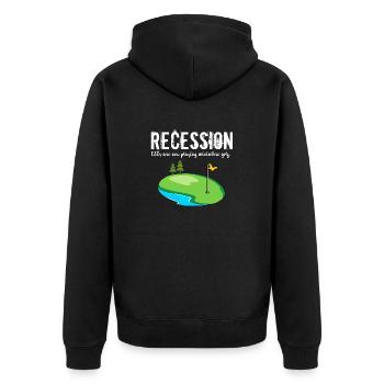 Drôle de PDG de Recession jouant à Miniature Gold Funny - Veste à capuche bio Premium Unisexe - noir - Dos - Nico (187cm)