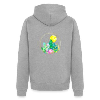 Sommer - Unisex Premium Bio Zip Hoodie - Grau meliert - Hinten - Nico (187cm)
