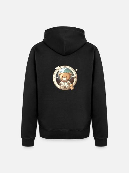Teddy Bear Astronaut - Unisex Premium Organic Zip Hoodie - black