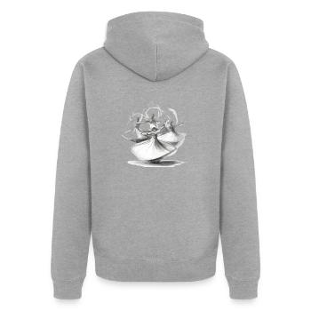 Les derviches tourneurs - Veste à capuche bio Premium Unisexe - gris chiné - Dos - Nico (187cm)