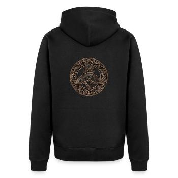 Triquetra Celtic Symbol - Unisex Premium Organic Zip Hoodie - black - Back - Nico (187cm)