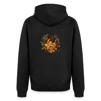 Cadeau Vegan Plate - Veste à capuche bio Premium Unisexe - noir - Dos - Nico (187cm)