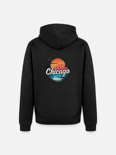 Chicago - Unisex Premium Organic Zip Hoodie - black