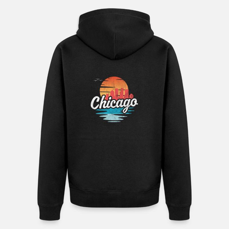 Chicago - Unisex Premium Bio Zip Hoodie - Schwarz