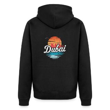 Dubai - Unisex Premium Bio Zip Hoodie - Schwarz - Hinten - Nico (187cm)