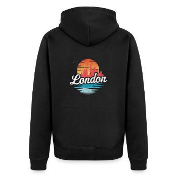 London City - Unisex Premium Bio Zip Hoodie - Schwarz - Hinten - Nico (187cm)