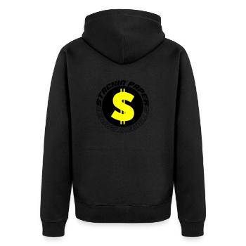 Papier empilé 002 - Veste à capuche bio Premium Unisexe - noir - Dos - Nico (187cm)
