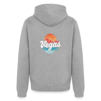 Vegas - Veste à capuche bio Premium Unisexe - gris chiné - Dos - Nico (187cm)