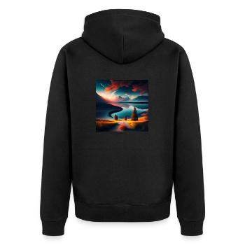 Paysage - Veste à capuche bio Premium Unisexe - noir - Dos - Nico (187cm)
