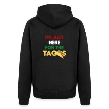 Taco Tortilla Mais Mexiko Essen I Geschenk - Unisex Premium Bio Zip Hoodie - Schwarz - Hinten - Nico (187cm)