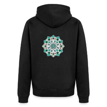 Orientalische Folklore - Unisex Premium Bio Zip Hoodie - Schwarz - Hinten - Nico (187cm)