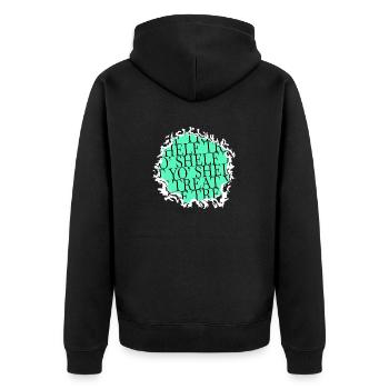 bday book reader book dragon green present - Unisex Premium Bio Zip Hoodie - Schwarz - Hinten - Nico (187cm)