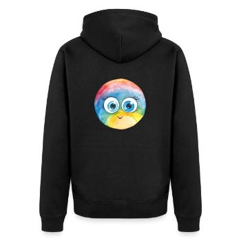 Rainbow Watercolor Drawing - Unisex Premium Organic Zip Hoodie - black - Back - Nico (187cm)