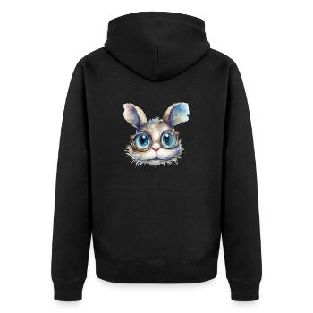 Hase Wasserfarben Zeichnung - Unisex Premium Bio Zip Hoodie - Schwarz - Hinten - Nico (187cm)