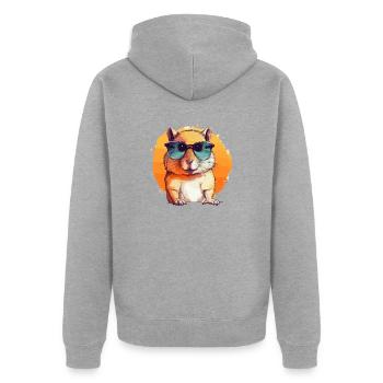 Mimi the gerbil - Unisex Premium Organic Zip Hoodie - heather grey - Back - Nico (187cm)
