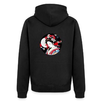 Geisha Japan Drawing - Unisex Premium Organic Zip Hoodie - black - Back - Nico (187cm)