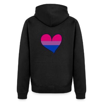 Bisexual pride heart - Unisex Premium Bio Zip Hoodie - Schwarz - Hinten - Nico (187cm)