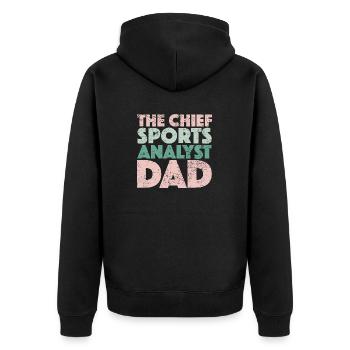 The Chief Sports Analyst Dad - Unisex Premium Bio Zip Hoodie - Schwarz - Hinten - Nico (187cm)