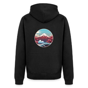 Japan - Unisex Premium Bio Zip Hoodie - Schwarz - Hinten - Nico (187cm)