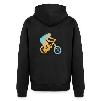 Fahrrad - Unisex Premium Bio Zip Hoodie - Schwarz - Hinten - Nico (187cm)