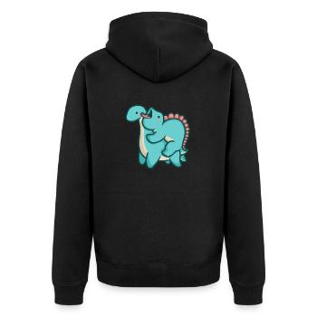 hugadino hugattack, dino, cute dinosaur - Unisex Premium Organic Zip Hoodie - black - Back - Nico (187cm)