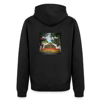 Puerto de la Cruz, Tenerife - Unisex Premium Bio Zip Hoodie - Schwarz - Hinten - Nico (187cm)