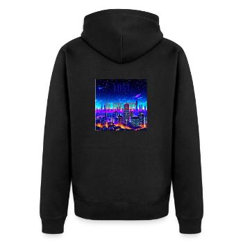 Lost in the City- Design einer Stadt- verloren - Unisex Premium Bio Zip Hoodie - Schwarz - Hinten - Nico (187cm)