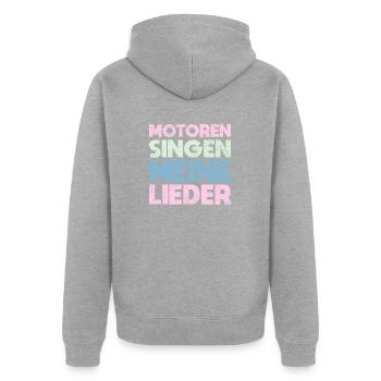 Motoren Singen Meine Lieder - Unisex Premium Bio Zip Hoodie - Grau meliert - Hinten - Nico (187cm)