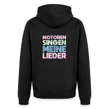 Motoren Singen Meine Lieder - Unisex Premium Bio Zip Hoodie - Schwarz - Hinten - Nico (187cm)