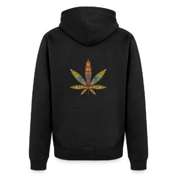 hanfblatt legal pattern cannabis high indica weed - Unisex Premium Bio Zip Hoodie - Schwarz - Hinten - Nico (187cm)