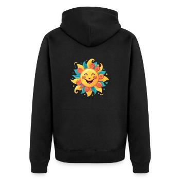 freundlicher Sonnenschein - Unisex Premium Bio Zip Hoodie - Schwarz - Hinten - Nico (187cm)